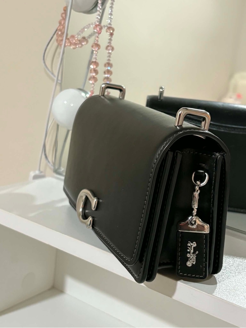 Coach Brown Signature and Black Leather Chain Crossbody - Picture 4 of 5